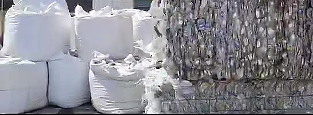 Recycled PET bottle flakes — raw material for recycled yarn