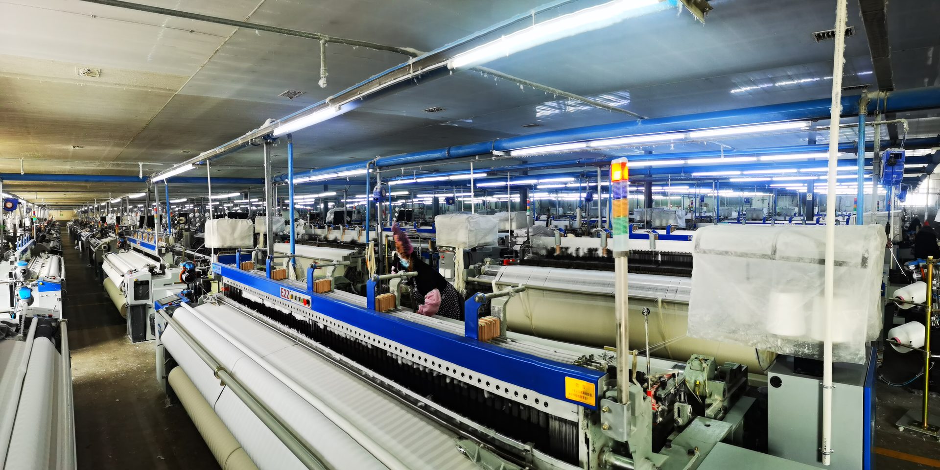 Wide view of weaving workshop