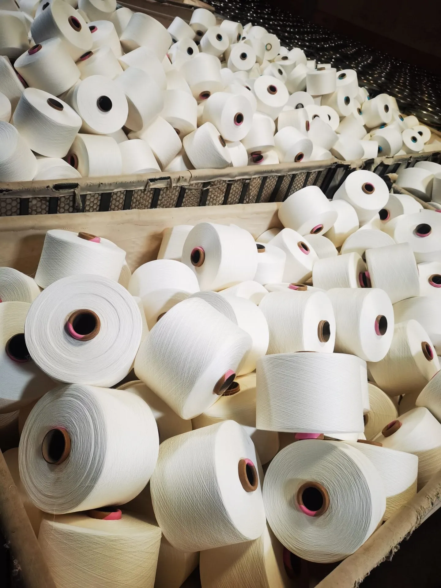 PV yarn cones in warehouse